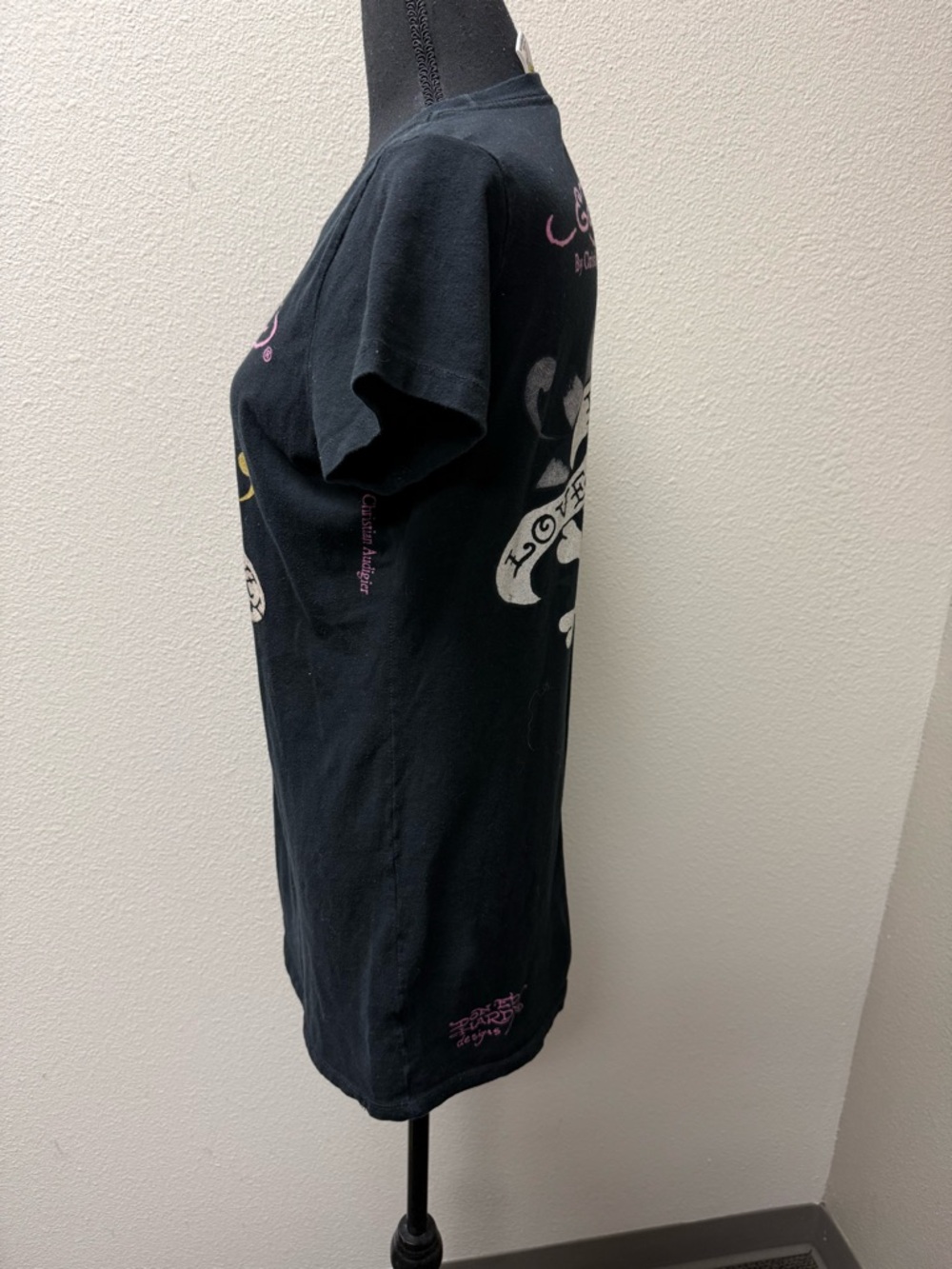 Ed Hardy Skull Heart Graphic Tee Black Love Kills Slowly Y2K Punk Top L - Picture 4 of 11